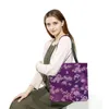 Sacs de soirée sac à bandoulière pliable pour femmes haute capacité Shopping Eco réutilisable dames sac à main à la mode voyage fourre-tout violet fleur imprimé