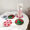 Gros Tapis Tapis De Noël Feutre Flocon De Neige Dessous De Verre Décorations Bonhomme De Neige Pour Boissons Bar Tasses Table En Verre KD1