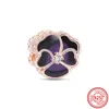 Orecchini Pandora in argento 925 di cristallo moda donna gioielli regalo orecchini a bottone farfalla viola del pensiero cuore orecchini pendenti perline