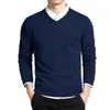 Mens Sweaters Pamuk Süvari Erkekler Uzun Kollu Külükler Gözden Geçiren Adam V Boyun Erkek Sweaters Moda Markası Giyecek Fit Örgü Giyim Kore Stili 221007