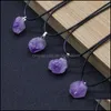 Pendant Necklaces Amethyst Pendant Necklaces Leather Rope Crystal Cluster Necklace Jewelry Accessories 2 5Ks Q2 Drop Delivery 2021 Pen Dhq4M