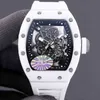 2022 Richa Milles Mens Automatic Automatic Mechanical Watch White Ceramic Hollow Technology Luminous Tape Fashion SB4O V38N R7PZ