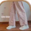 Calça feminina capris houzhou harajuku kawaii japão calça estilo mulheres fofas cintura elástica casual calça bege menina macia de outono de outono calças soltas 221007