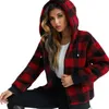 Women Coat Winter Faux Fox Fur plaid coats hooded jacket Outdoor warmth Casual fashion leisure street thanksgiving gift long sleeve jackets SIZE S/M/L/XL/2XL/3XL