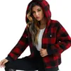 Abrigo de mujer Invierno Faux Fox Fur abrigos a cuadros chaqueta con capucha Calor al aire libre Moda casual ocio calle regalo de acción de gracias chaquetas de manga larga TAMAÑO S / M / L / XL / 2XL / 3XL