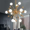 Chandeliers Molecule Chandelier Lamp Kitchen Restaurant Dining Glass Ball Gold Acrylic Sputnik Lighting Fixtures