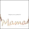 Pendentif Colliers Délicat Lettre Mama Collier Msee Pics Amour Pendentif Bijoux Minimal Pour Maman Anniversaire Pic Jour Cadeaux-Z 156 U2 Drop D Dhubg