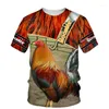 T-shirts pour hommes Cool King Rooster Hunting T-shirt pour hommes 2022 Summer 3D Print Animal Cock Hip Hop Streetwear Vêtements pour hommes Casual O-cou