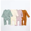 Newborn Infant Baby Boy Girl Romper Onesie Ribbed Cotton Long Sleeve Jumpsuit One Piece Fall Winter Outfit Clothes