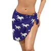 Mutade feminina Running Running Horse Chiffon Beach Bikini Cover Up Blue Grey Plaid Concobres impressão Wrap Skirts Holida