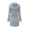 Damesjassen dames bont kap jagen winter solide kleur verband lange mouw elegante button up overjas