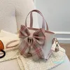 Evening Bags Bowknot Bucket Bag 2022 Trendy PU Leather Shoulder Plaid Designer Handbags Luxury Crossbody Women