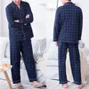 Мужская сноша полосатая хлопчатобумажная пижама для длинных брюк с коротки