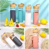 500ml 17oz Borosilicate Glass Water Bottle Drinking Tumbler Cups Insulated With Bamboo Lids and Silicone Protective Sleeve by sea RRB16114