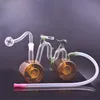 1 Satz Mini-Glas-Ölbrenner-Bong-Wasserpfeifen Recycler Dab Bicycle Artwork Hand Shisha Dicke Pyrex-Kleinbecher-Bongs mit 10-mm-Ölbrennerrohr und Schlauch