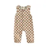 Rompers夏の新生児ロンパーコットンの少年の男の子の女の子ロンパーカジュアル格子縞のプリントジャンプスーツファッションベビー服j220922