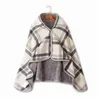 Blanket Wearable Plaid Fleece With Button Polyester Winter Warm Throws on Sofa Bed Travel Thicken Bedroom Grey Throw 221007