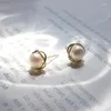 Stud -oorbellen Ja100024 Freshwater Pearl Studs Fashion Small and Cold Wind Design voor vrouwen