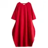 Casual Dresses 2022 Loose Cotton Linen Long Dress Summer Simple Solid Color Ethnic Style All-match Women Tide