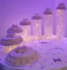Décorations de mariage Pièce maîtresse Gâteau Stands Anniversaire Affichage Dessert Rack Rond Cristal CupCake Stand Table De Fête Center Décoration 6pcs / set