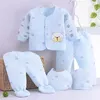 Clothing Sets Soft born Infant Baby Suits Boy Girl ClothesTops Pants Bibs Hat 5Pcs Set 100 Cotton Unisex Set For Outfit 221007