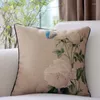 Pillow White And Pink Rose Throw Case Classic Nordic Sofa Living Room Decoration Cotton Linen American Style