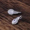 1 Pair Fashion Simple Silver Color White Zircon Statings para mujeres