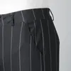 Мужские брюки мужчины повседневная полосатая спечатка в середине талии подходит для растяжки