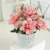 Decorative Flowers Tin Bonsai Artificial Flower Camellia Rose Potted Handbag Snowflake Cloth Wedding Decoration Home Living Room Desktop