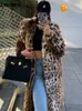 Kvinnors päls faux lautaro vinterlånga varma tjocka leopard fluffiga kappa tiger tryck bana lösa lyxdesigner kläder 221008