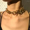 Chains JUST FEEL Punk Chain Choker Necklace Collar Statement Hip Hop Chunky Gold Color Aluminum Thick Women Men Jewelry