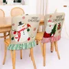 Housses de chaise 1PC Non-tissé couverture de noël robe classique père noël bonhomme de neige toile de jute cuisine salle à manger housses décor de fête à la maison