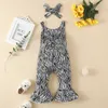 Rompers Baby Girls Summer Strampler mit Stirnband Ärmel und Schultergurte Zebrafabra Muster Lange Stretchhose Strampler Jumpsuit J220922