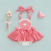 Rompers Baby Barge Summer Romper Donut Print Yuip Halter Bows Bows Ruffle Layer Romper Baby Toddler Snap Triangle Bottom Jumpsuit J220922