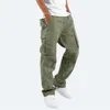 Mens Pants Cargo Pants Trousers For Men Full Length Solid Color Loose Multipocket Summer Drawstring Pockets Pants Streetwear 221007