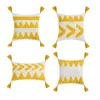 Yastık Tepeli Kapak 45 Püskül Sarı İşlemeli İskandinav Dekoratif Oturma Odası Kanepe Kılıfı
