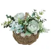 Dekorative Blumen, Einrichtungsgegenstände, Schleife, handgewebter Blumenkorb, Miniatur-Topfpflanze, moderne Heimdekoration, Ornament