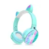 ワイヤレスBluetoothヘッドセットかわいい猫の耳ステレオイヤホンが明るいLED明るい子供ヘッドフォンプッシュバブルフィジェットおもちゃ