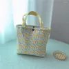 Storage Bags Retro Floral Print Handbag Beautiful Flower Tote Casual Travel Beach Bag Reusable Shoulder Shopping Lunch Mommy