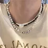 Kedjor 2022 Kpop Trend Vintage Pearl Necklace Svart Färgglada pärlor för kvinnor Estetiska smycken Tillbehör