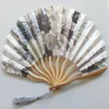 Çiçek bambu katlanır fan bej yaz vintage kat el fan Çin dansı malzemeleri rrb16126