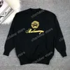 xinxinbuy Men designer Hoodie sweater letter Ear wheat embroidery Paris Round neck women black white khaki S-2XL