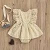 Rompers sommar nyfödd baby tjej söta kläder prinsessan bodysuit småbarn flickor mode spets blommig ruffle jumpsuit kläder j220922