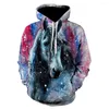 Erkek Hoodies 3d Çocuk Erkek Kız UNISEX BASKI BASKI BASKI SÜRESHIRT At Hayvan Desen Kazak Moda Sıradan Erkekler Kadın Hoodie Tops