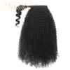 Afro Ponytail Hair Extension Human for Black Women wraps Kinky Curly Wavy Drawstring Pony Tail Hair Pieces with Clip in Ponytails