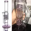 Honeycomb Perc Glass Bongs Arm Tree Percolator Hookah Bubbler Straight Tube Water Pipe Dab Rigs with 14mm 18mm Joint Smoking Ash Catcher