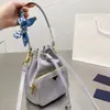 Mode P Nylon Dragsko Bucket Bag Kvalitet Top Handtag Tote Crossbody Shoulder Multi Pochette Avtagbar rem Dam Mini