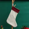 Sublimation bas de noël blanc décoration d'halloween bonbons chaussettes père noël sac cadeau festival ornements arbre de noël pendentif