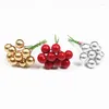 Decorazione per feste 100pcs Bacche rotonde Simulazione Ciliegia FALSO Frutta rossa Schiuma di peonia artificiale Festival di Natale DECOR Forniture Accessori