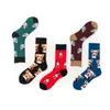 Men's Socks 3 Pairs Fashion Cotton Hip Hop Man Woman Skateboard Painting Animal Happy Funny Classic Sokken Men